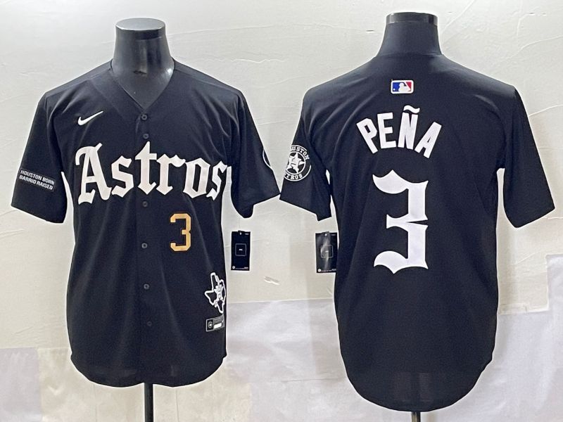 Men 2025 Houston Astros #3 Pena Black Five generations Joint Name Nike MLB Jersey style 14->houston astros->MLB Jersey